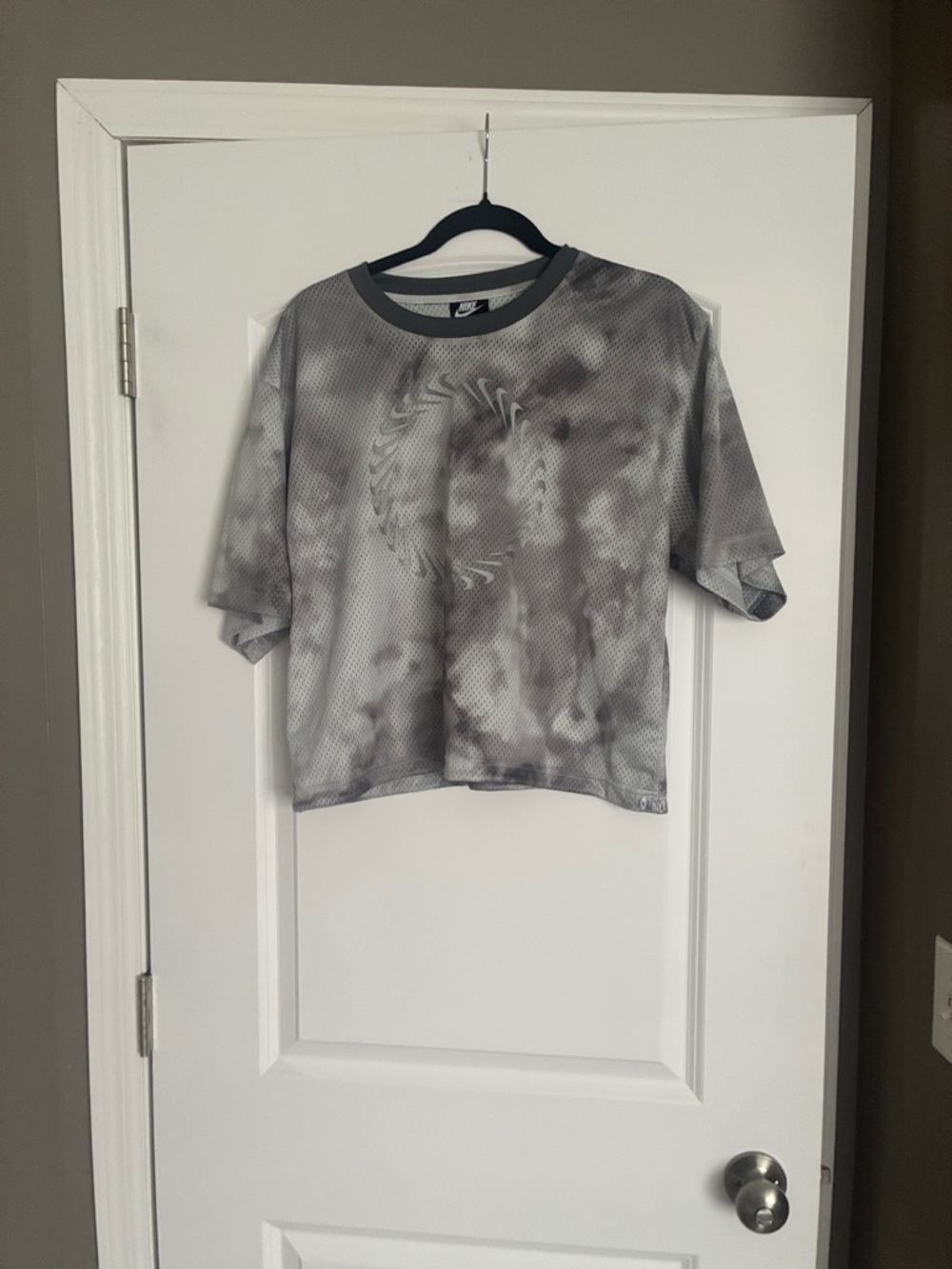 Nike Light Gray Mesh Tee with Dark Gray Ribbed Collar